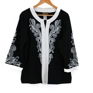 Bob Mackie Cardigan Womens Sequin Embellished Open Front XL Black China